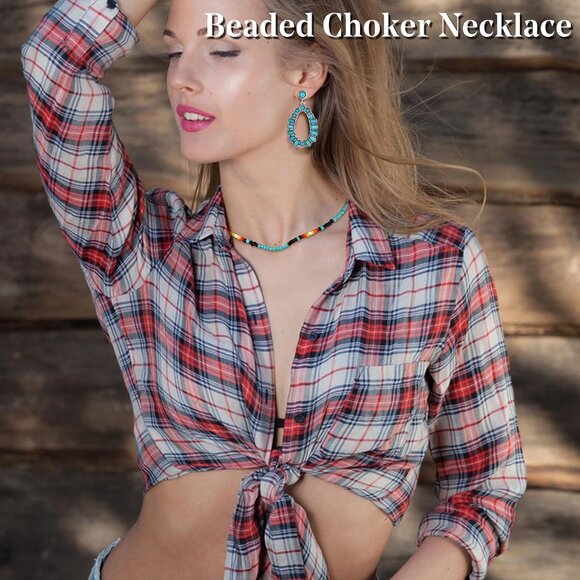 Western Turquoise Jewelry Set for Women with Necklace, Earrings, Rings - Boho Be - Picture 4 of 7